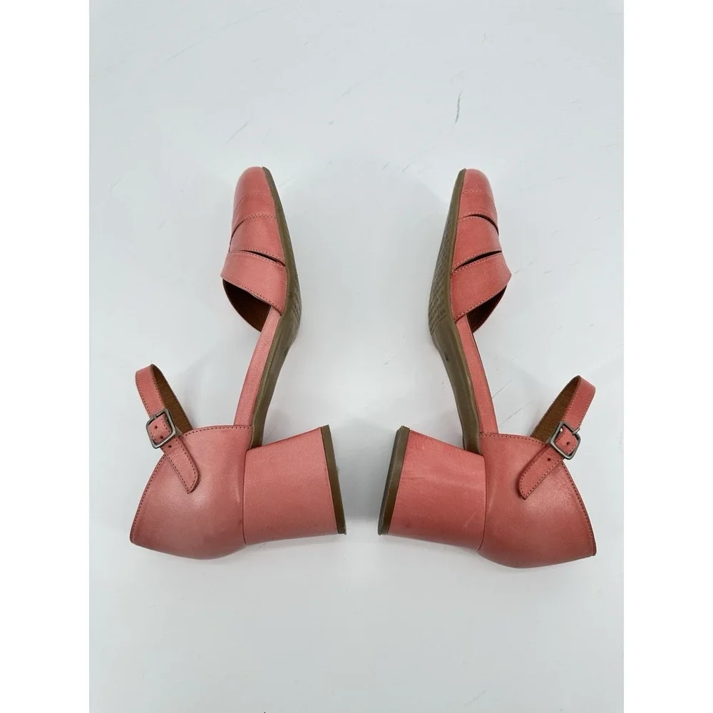 Miz Mooz Coral Pink Leather Mary Jane Block Heel Shoes EU 40 Boho Comfort Retro